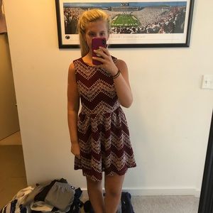 Burgundy patterned dress
